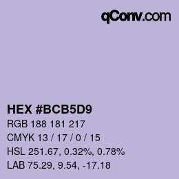 カラーコード: HEX #BCB5D9 | qconv.com