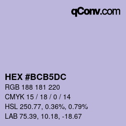Color code: HEX #BCB5DC | qconv.com