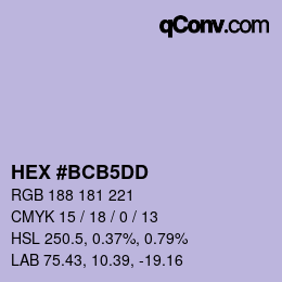 カラーコード: HEX #BCB5DD | qconv.com