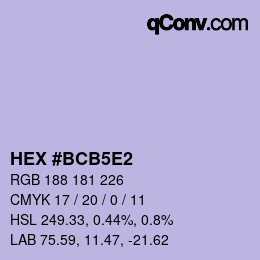 Code couleur: HEX #BCB5E2 | qconv.com