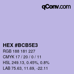 Code couleur: HEX #BCB5E3 | qconv.com