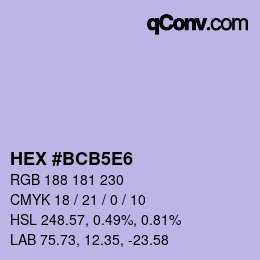 カラーコード: HEX #BCB5E6 | qconv.com