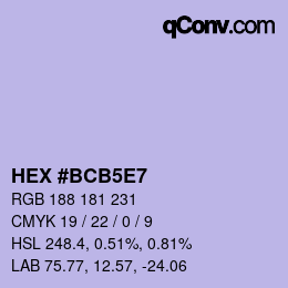 Code couleur: HEX #BCB5E7 | qconv.com