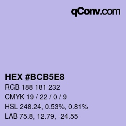 カラーコード: HEX #BCB5E8 | qconv.com