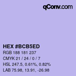 カラーコード: HEX #BCB5ED | qconv.com