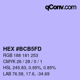 Color code: HEX #BCB5FD | qconv.com