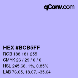 Color code: HEX #BCB5FF | qconv.com