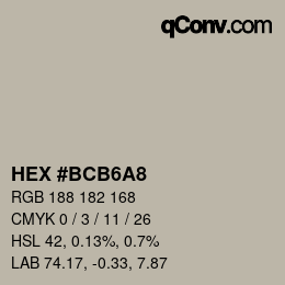 カラーコード: HEX #BCB6A8 | qconv.com