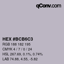 カラーコード: HEX #BCB6C3 | qconv.com