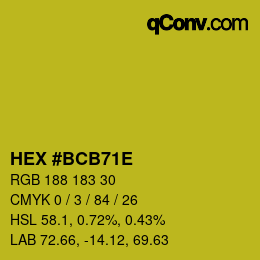 Color code: HEX #BCB71E | qconv.com