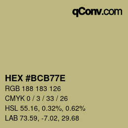 Color code: HEX #BCB77E | qconv.com
