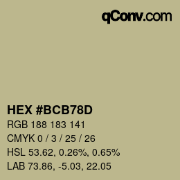 Color code: HEX #BCB78D | qconv.com