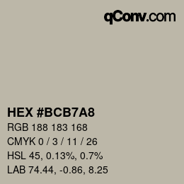 Código de color: HEX #BCB7A8 | qconv.com