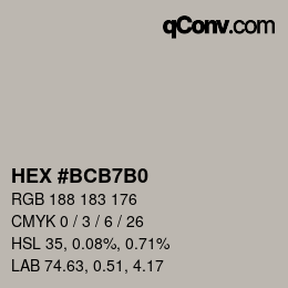 Color code: HEX #BCB7B0 | qconv.com