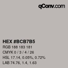 Color code: HEX #BCB7B5 | qconv.com