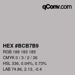 カラーコード: HEX #BCB7B9 | qconv.com