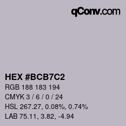 Código de color: HEX #BCB7C2 | qconv.com