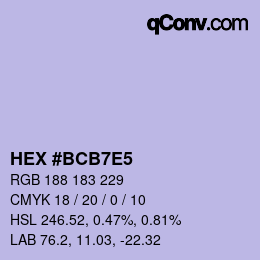 Color code: HEX #BCB7E5 | qconv.com