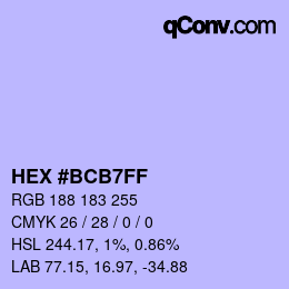 Color code: HEX #BCB7FF | qconv.com