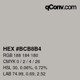 Color code: HEX #BCB8B4 | qconv.com