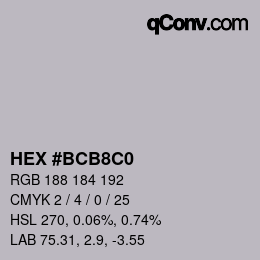 Color code: HEX #BCB8C0 | qconv.com