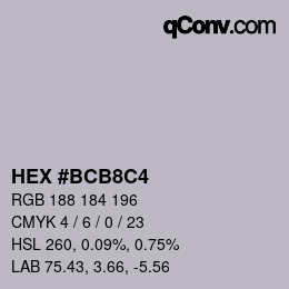 Color code: HEX #BCB8C4 | qconv.com