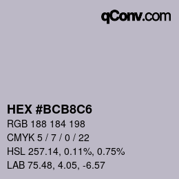 Color code: HEX #BCB8C6 | qconv.com