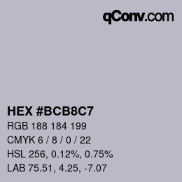 Color code: HEX #BCB8C7 | qconv.com