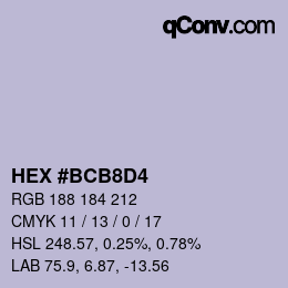 Color code: HEX #BCB8D4 | qconv.com