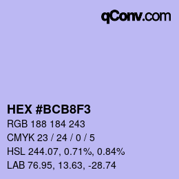 Color code: HEX #BCB8F3 | qconv.com