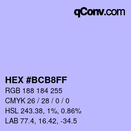 カラーコード: HEX #BCB8FF | qconv.com