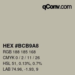 Farbcode: HEX #BCB9A8 | qconv.com
