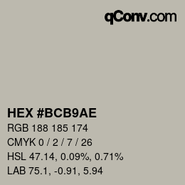 Código de color: HEX #BCB9AE | qconv.com