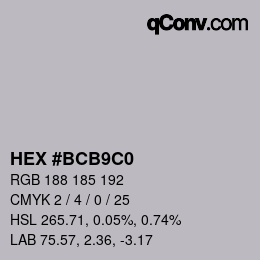 颜色代码: HEX #BCB9C0 | qconv.com