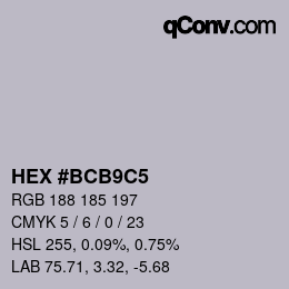 カラーコード: HEX #BCB9C5 | qconv.com