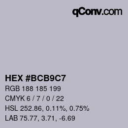 Color code: HEX #BCB9C7 | qconv.com