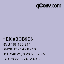 Color code: HEX #BCB9D6 | qconv.com