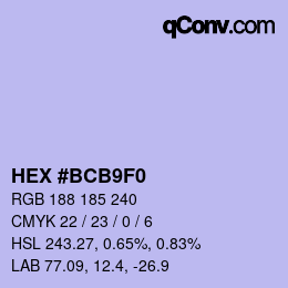 カラーコード: HEX #BCB9F0 | qconv.com