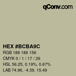 Color code: HEX #BCBA9C | qconv.com