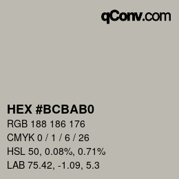 カラーコード: HEX #BCBAB0 | qconv.com