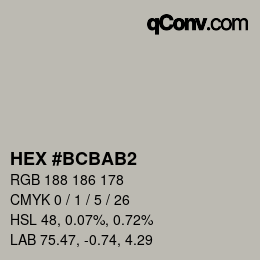 カラーコード: HEX #BCBAB2 | qconv.com