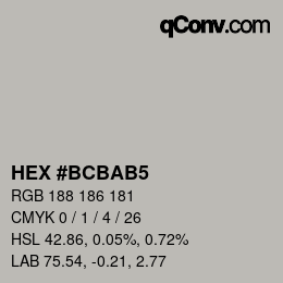 カラーコード: HEX #BCBAB5 | qconv.com