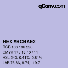 Color code: HEX #BCBAE2 | qconv.com