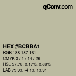 カラーコード: HEX #BCBBA1 | qconv.com
