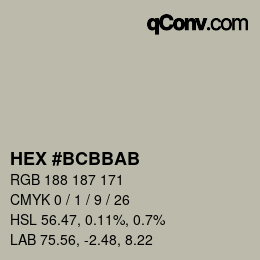 Color code: HEX #BCBBAB | qconv.com