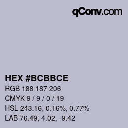 Color code: HEX #BCBBCE | qconv.com