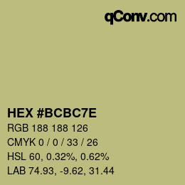 Color code: HEX #BCBC7E | qconv.com