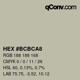 Color code: HEX #BCBCA8 | qconv.com