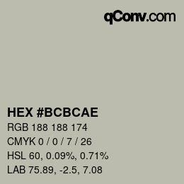 Color code: HEX #BCBCAE | qconv.com