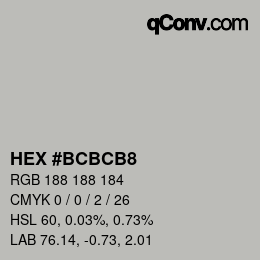 カラーコード: HEX #bcbcb8 | qconv.com